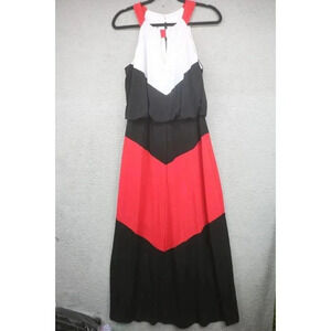 Maggy London Color Block Sleeveless Maxi Dress-Size 10-Red Black White